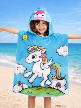 Kids Unicorn Patterned Hoodie Towel